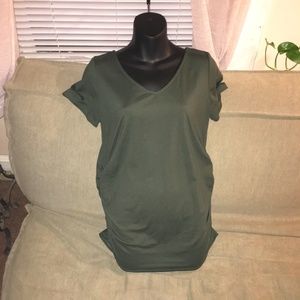 short sleeve maternity shirt green medium